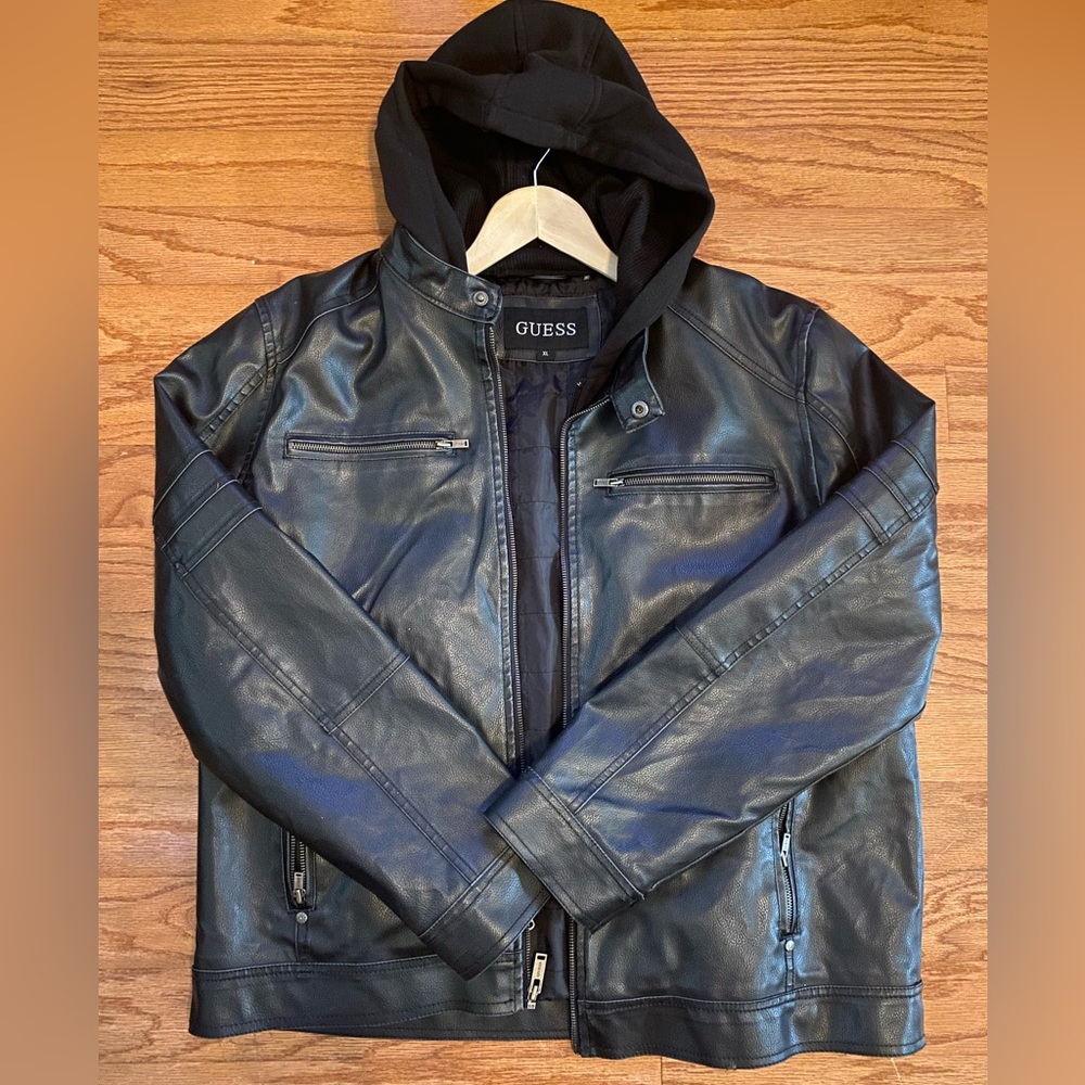 Guess Black Leather Coat